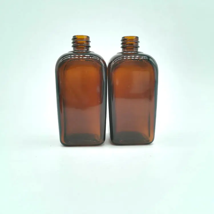 100ml Empty  Amber Color Glass Square Essential Oil Bottle china factory selling