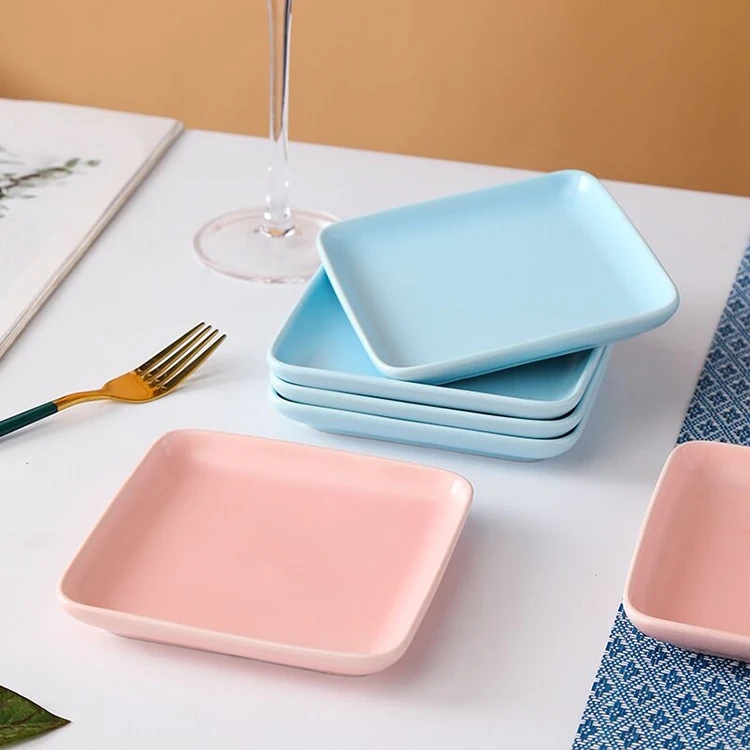 Creative Ceramic Square Bone Plate Western Food Dessert Fruit Dish Tableware Creative Steak Plate