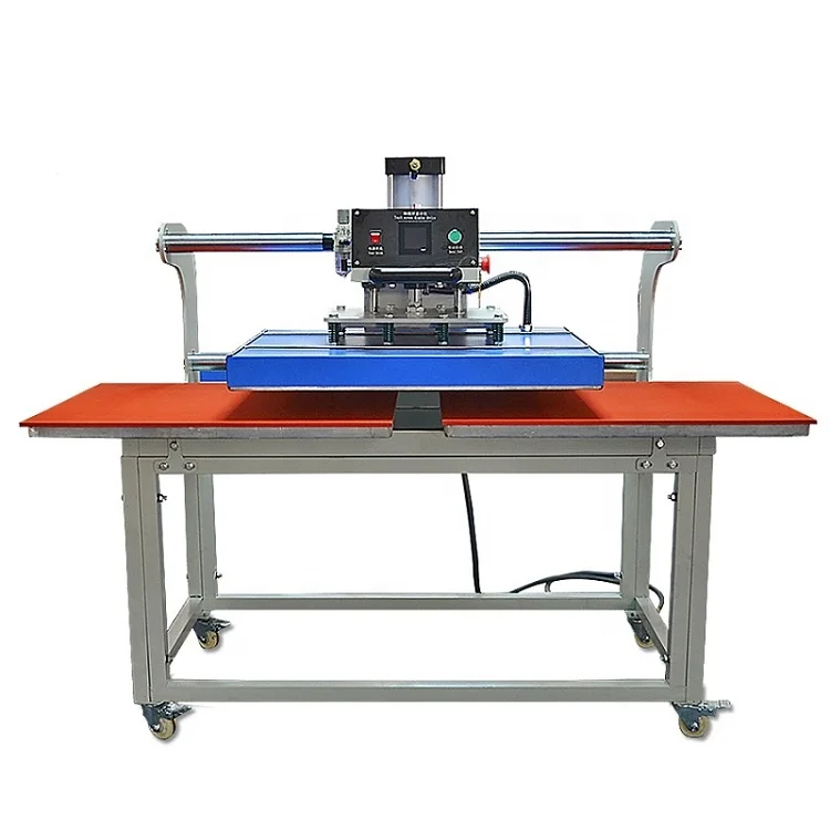 High quality up slide pneumatic double station heat press machine with horizontal table