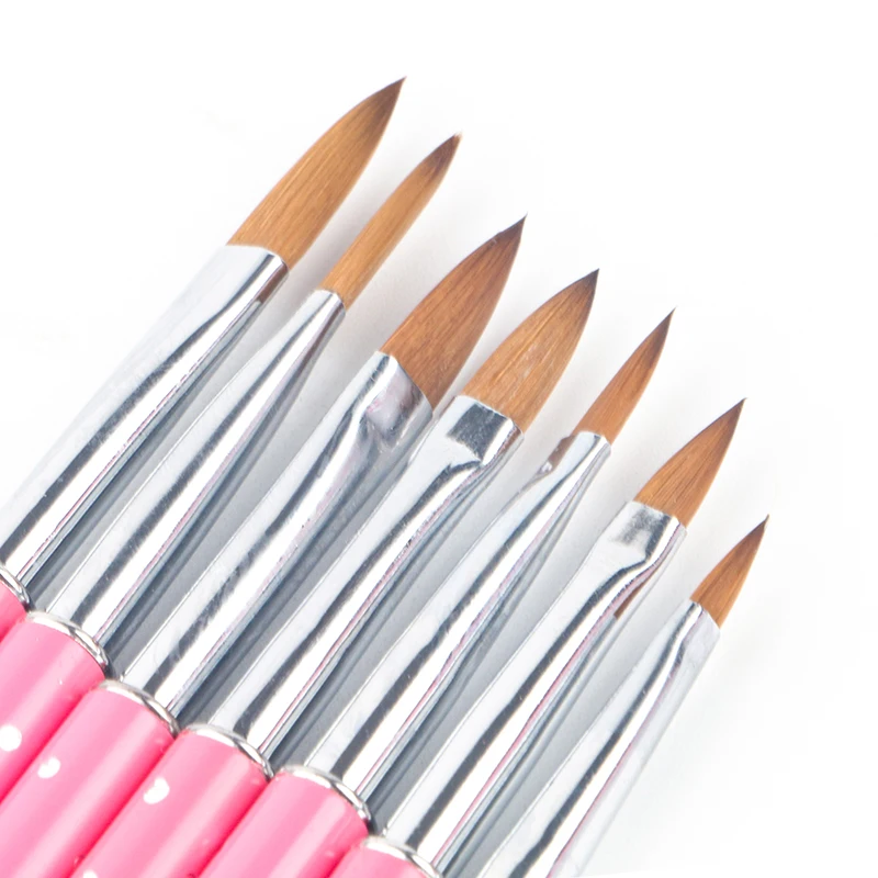 OEM&ODM Inlaid Diamond Aluminum Handle Kolinsky 2#-14# Nail Beauty Drawing Brush For Acrylic 3D Art Nails Design