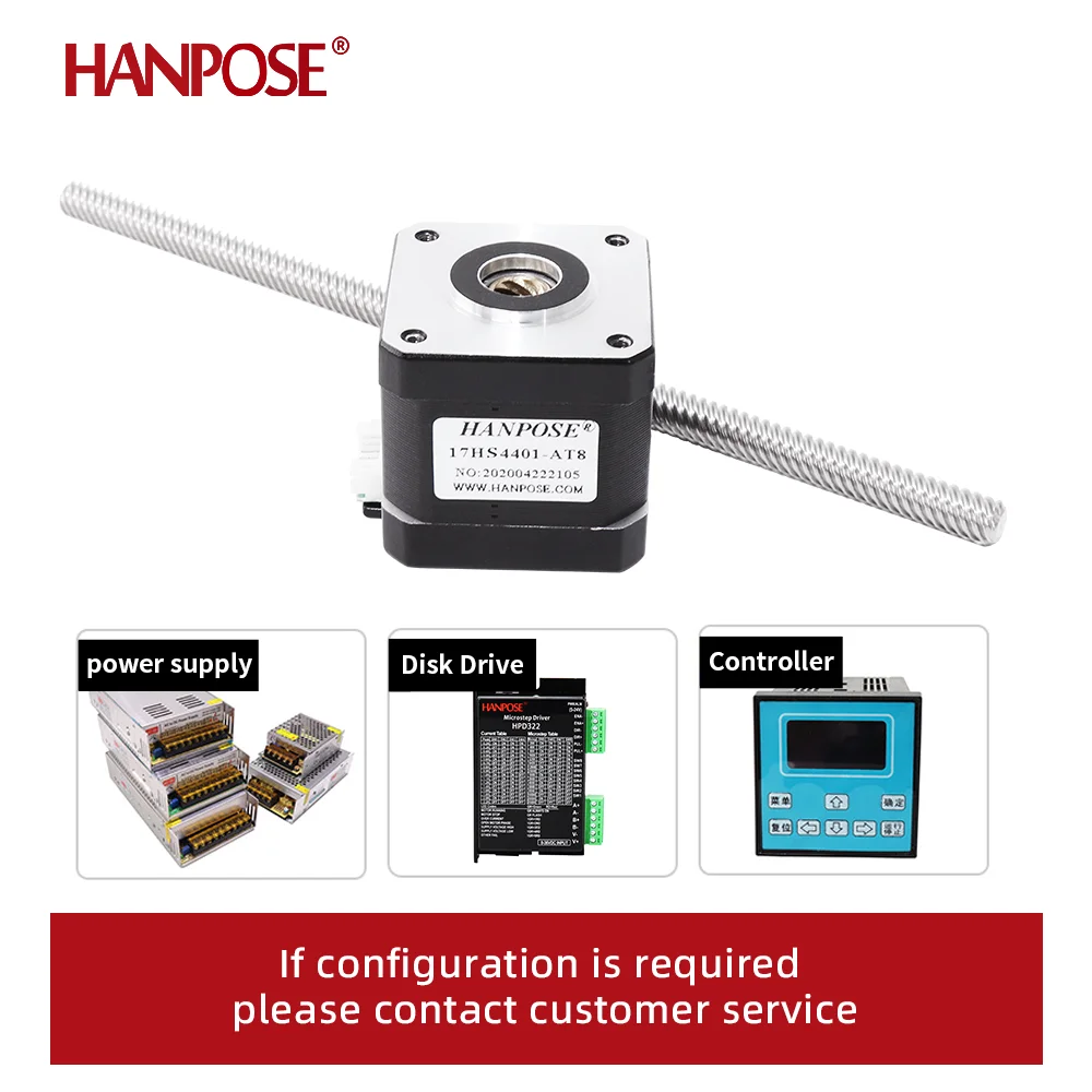 HANPOSE nema17 Through screw motor 40N.cm 1.5A 42HA40-T8*8  200mm  for CNC 3d printing lead screw 12v stepper motor nema17