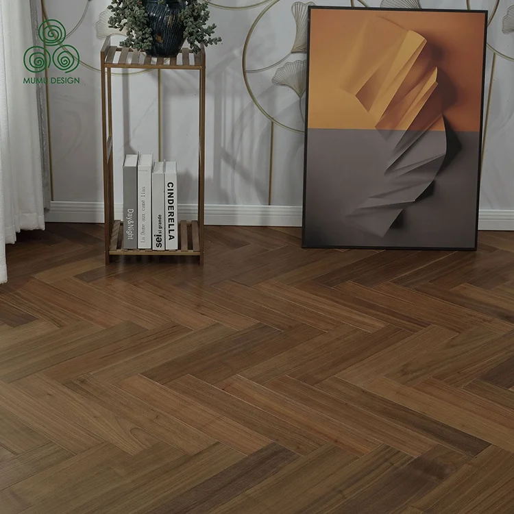 MUMU Chinese Indonesia Versailles Herringbone Parquet Hickory Oak Solid Wood Flooring Plank