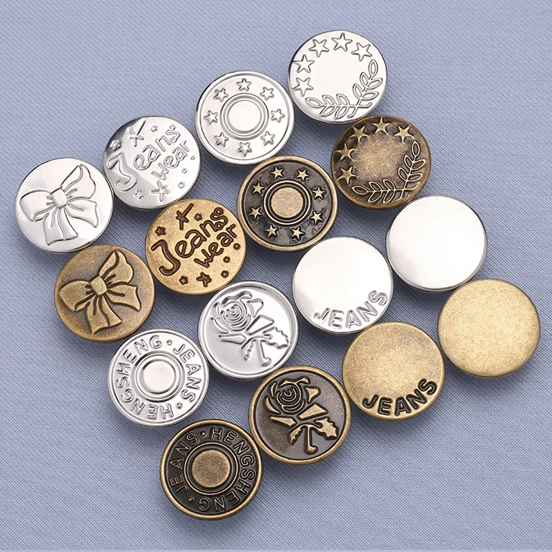 High-quality zinc metal jeans buttons for pants custom rivet button jeans metal logo