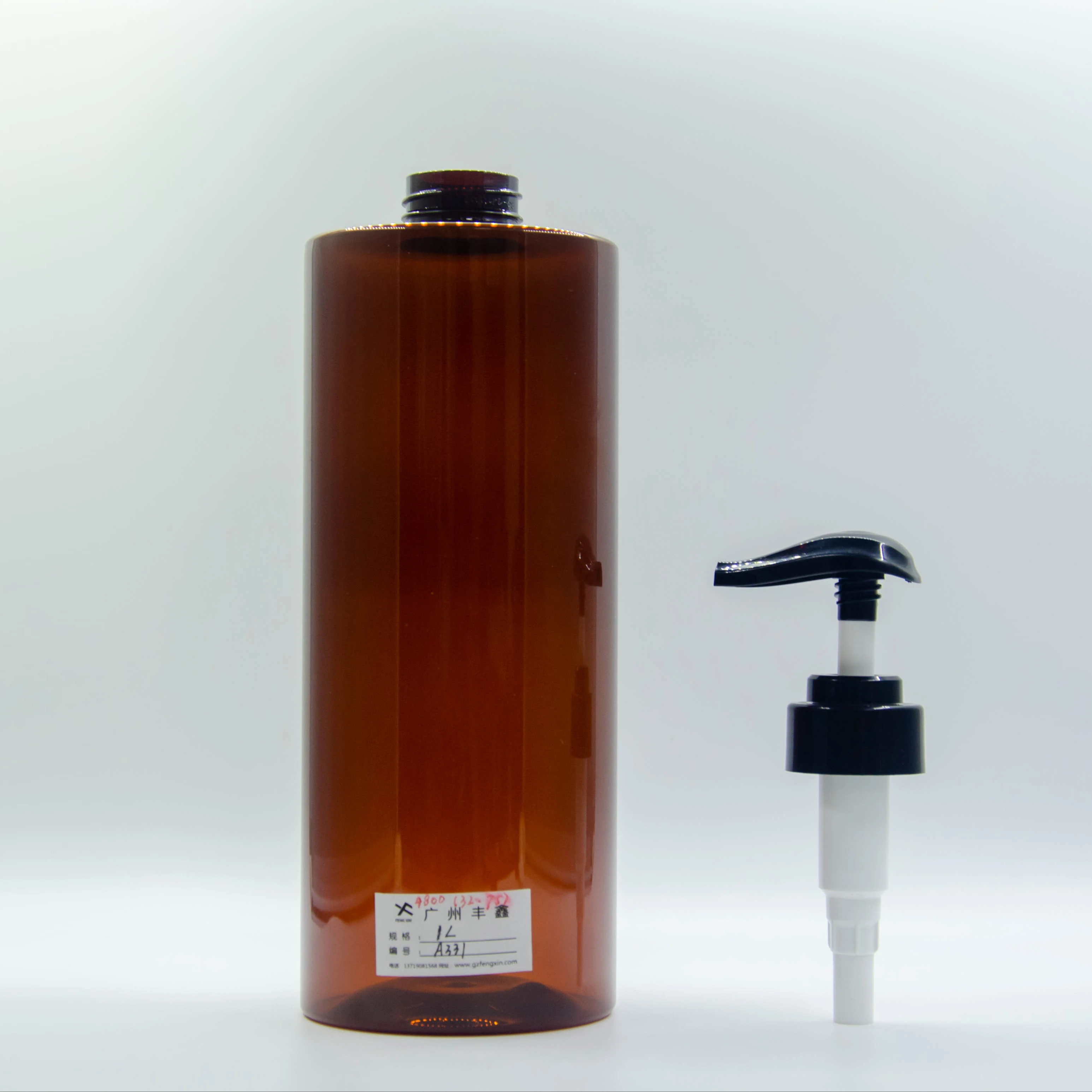 Personal care transparent amber cosmetic bottle 1 litre plastic bottle