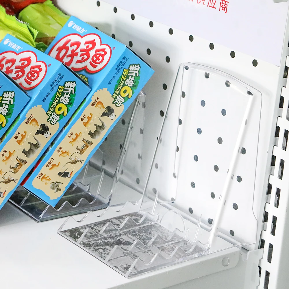 Supermarket Clear Snacks Display Holder Magnetic Shelf Divider Convenience Store Warehousing Pharmacy Support Efficiency