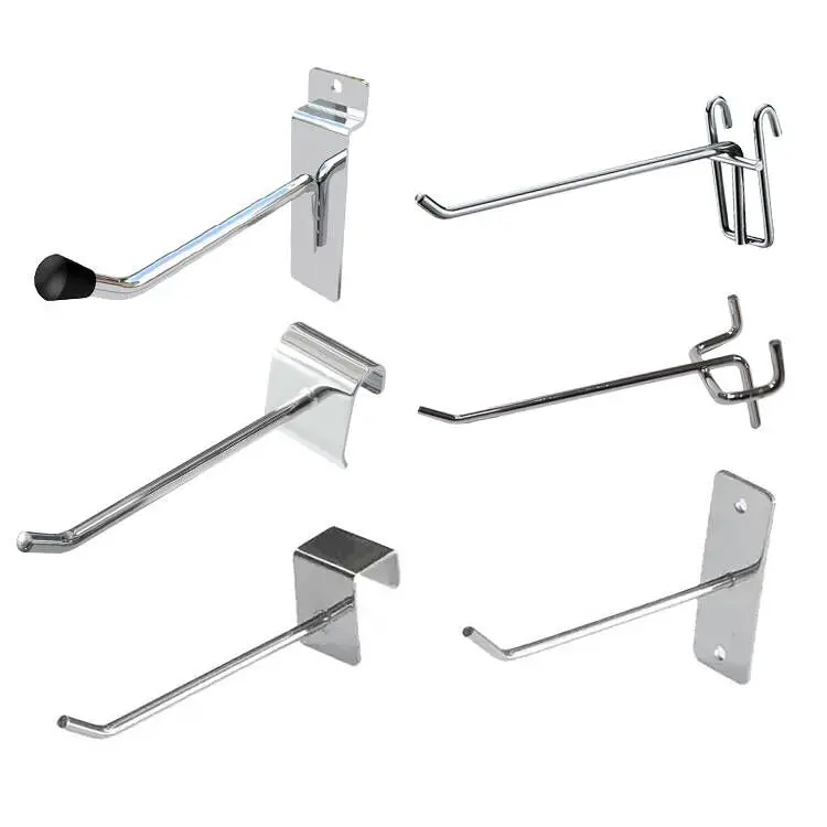 Supermarket Metal Wire Display Shelf Pegboard Slatwall Hanging Display Retail Hooks
