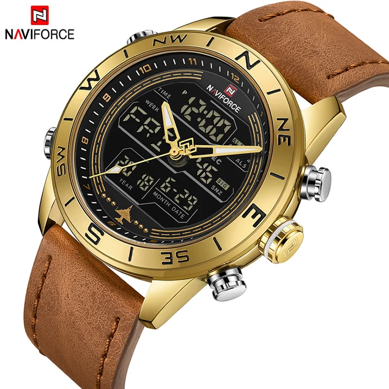 NAVIFORCE 9144 Multi Functional Digital and Quartz Movement Wristwatch Men Fashionable Sports Watches