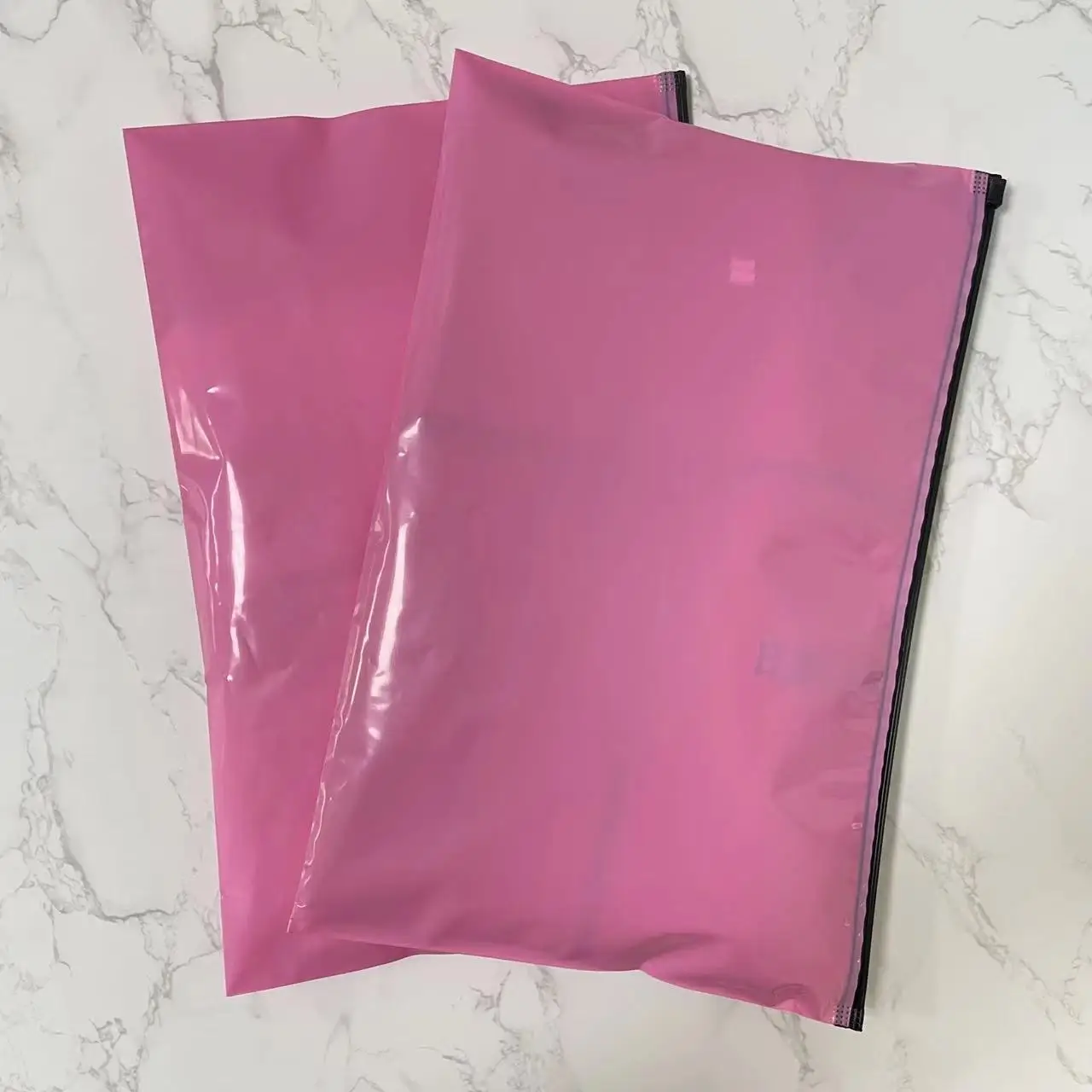 Custom Printed Logo Waterproof PE Swimwear Pink Frosted Zip Lock Clothing Ziplock Bag PVC Plastic Zipper Packaging Bag