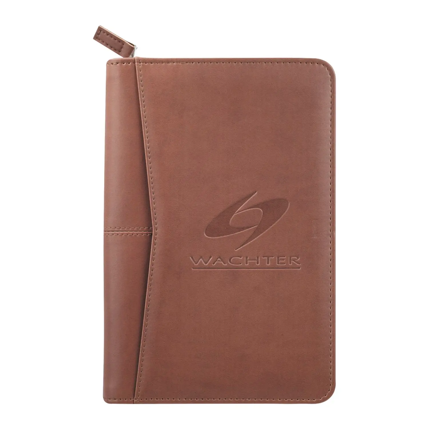 Custom Logo Zipped Padfolio/ Junior Portfolio Folder Case, A5 Leather Organizer Binder, 5 x 8 Writing Pad Included
