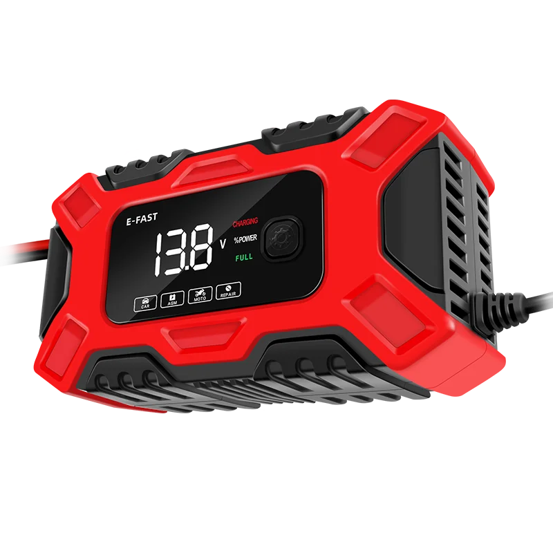 Professional Factory Car Charger E-Fast 12V6A motorcycle SUV car pulse repair battery charger  with LCD screen charger