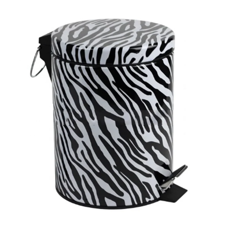 Printed Dustbin Storage Rubbish Inner Bin Metal Garbage Can Trash Can With Lid