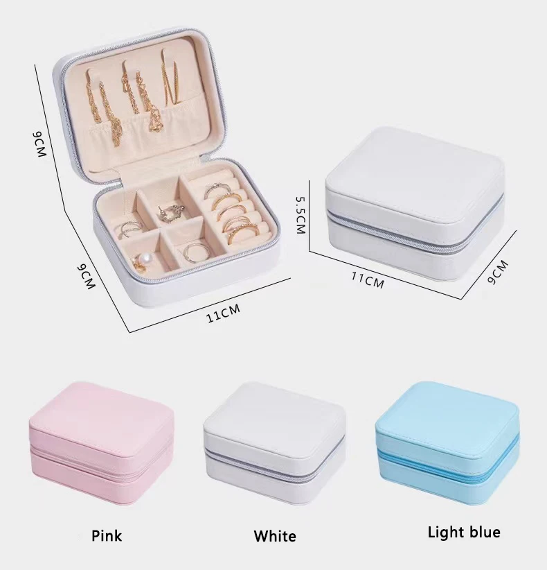 Portable Compact Wear-resisting PU Leather Jewelry Storage Box Jewelry Storage Box Mini