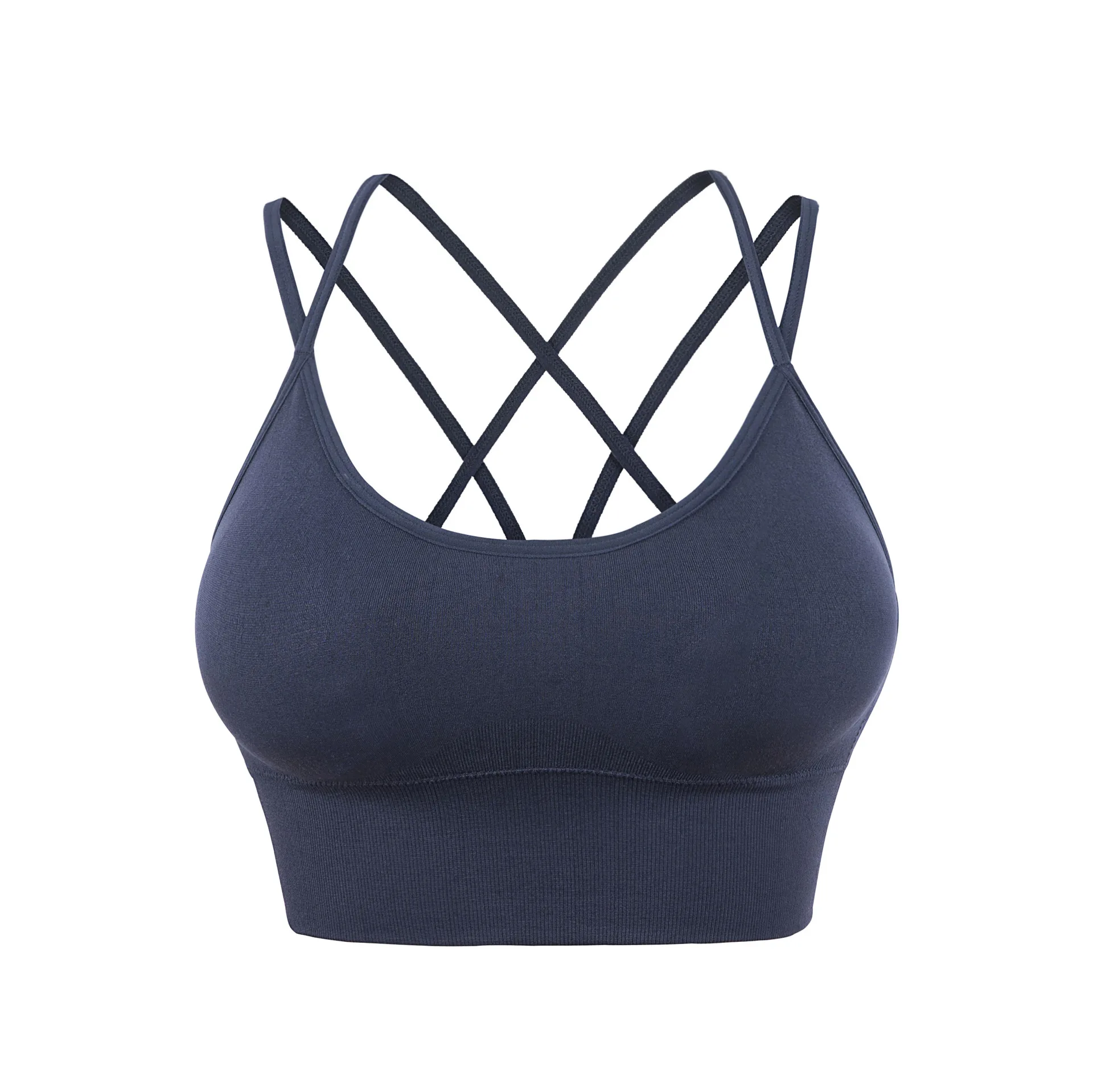 Custom Yoga Wear Gym Workout Nylon Spandex Fitness Friendly Sports Bra Gingham Yoga Strappy Sports Bra