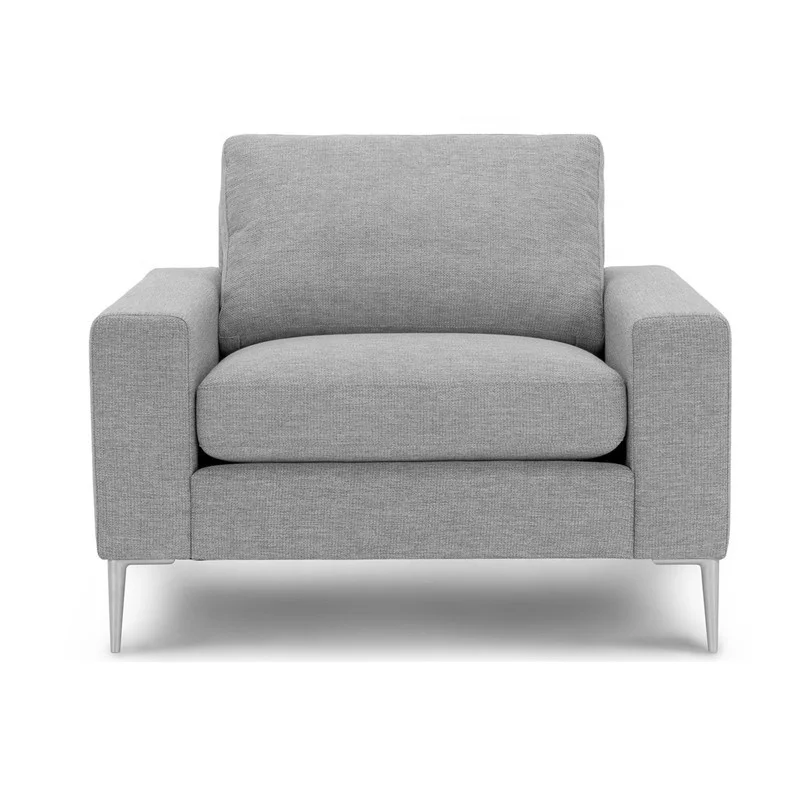 Modern Single Lounge Chair Gray Armchair Fabric Sofa Chair with Metal leg