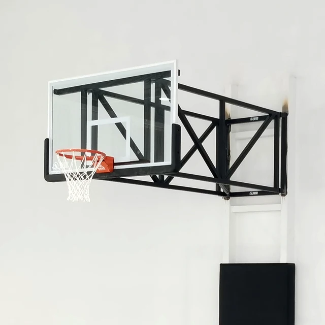 Indoors 10 Feet Height 1800*1050 mm Tempered Glass Backboard Wall Mounted Basketball Hoops