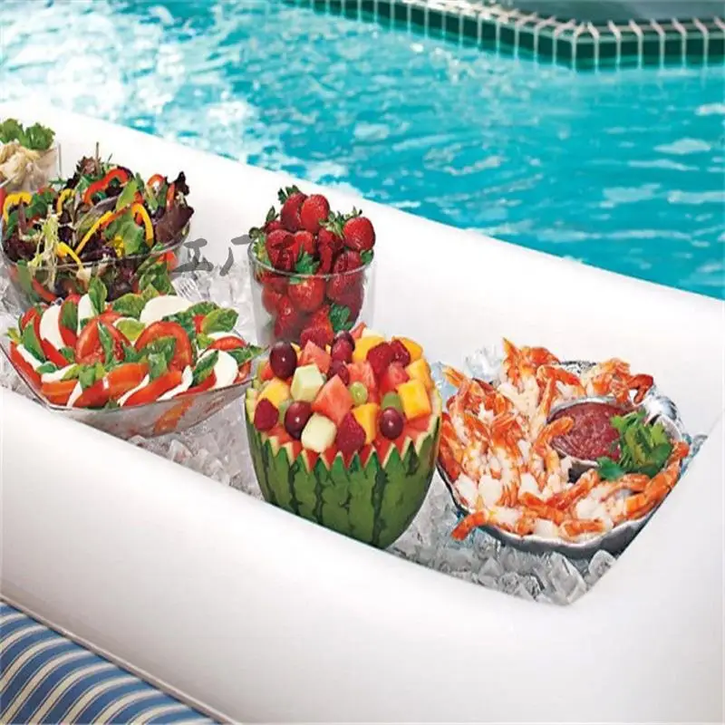 Inflatable Floating Cooler Drink Pool Float Ice Serving Buffet Bar Salad Beer Tray For Indoor Outdoor Bbq Picnic Pool Party