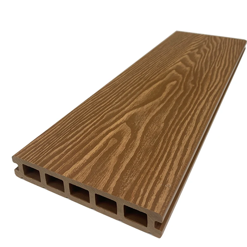 3D deeply embossed wood plastic composite outdoor WPC decking with Chocolate Grey black teak color and wood grain for exterior