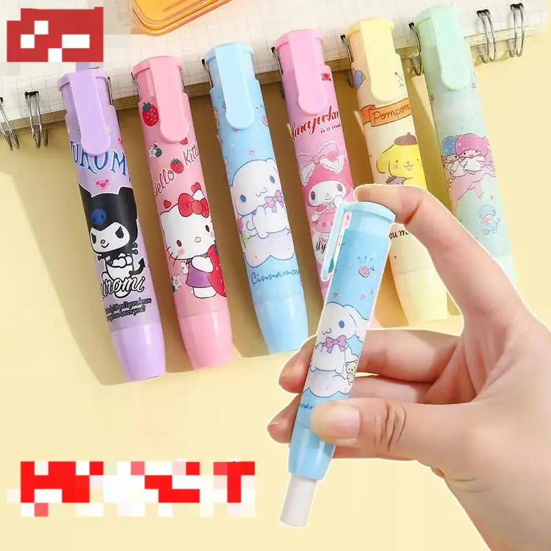 Yubon 6pcs Sanrioed Creative Cartoon Press Eraser Cute Stationery for kid Student No Traces Eraser Learning Supplie Prize Custom
