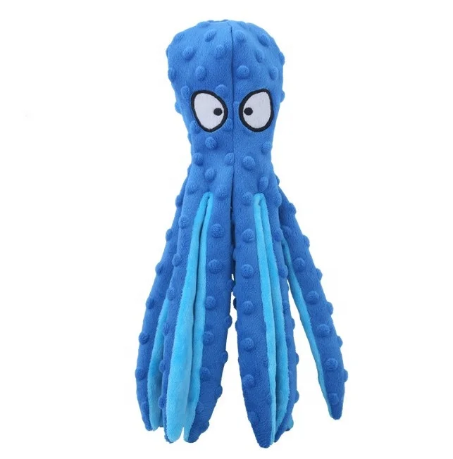 No stuffing plush dog toy funny squeaky octopus dog plush toy blue soft pet dog toy