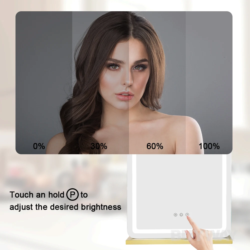 AMZ Hot Sale Dressing Table Large Vanity Mirror Dimmable LED With 3 Color LightsLighted Hollywood Makeup Mirror For Bedroom