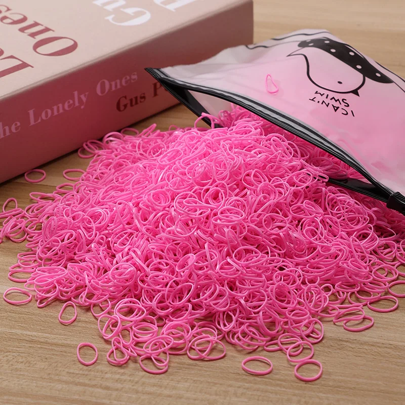 Jiamu Factory Cheap Price 1000Pcs/Set Children Hair Rubber Bands Colorful High Elasticity Hair Ties For Kids No Damage Hair