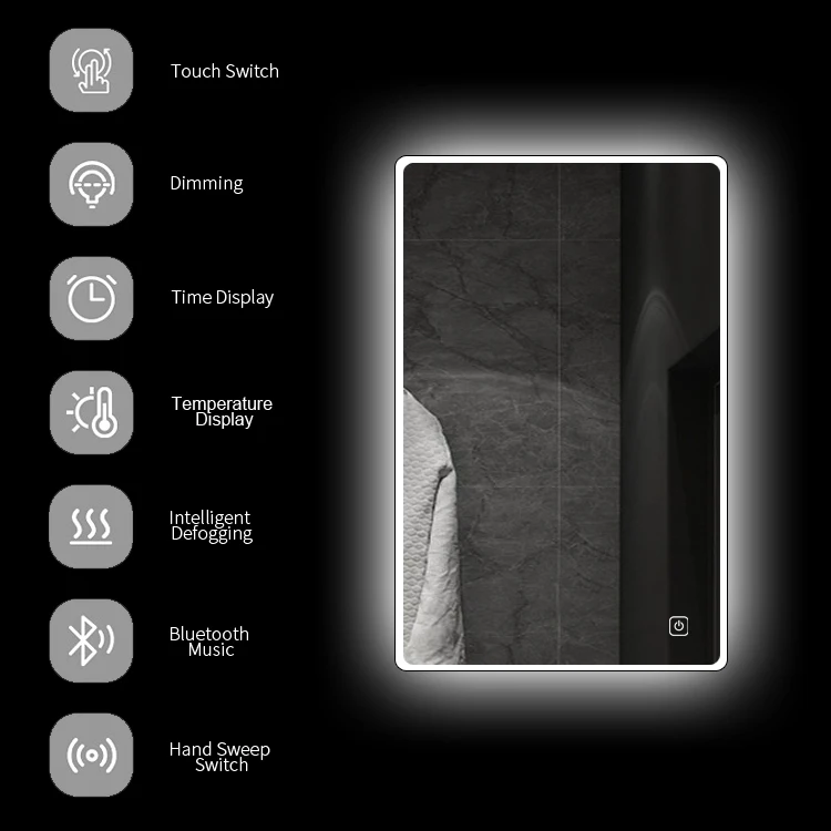 Hot Sale Smart LED Mirror Anti-fog  Film Wall Mirror For Bathroom Led  Mirror Light Smart For 5 Star Hotel