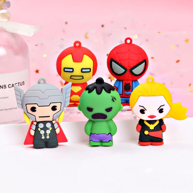 3D Marvel Toys Cute Superhero Figure Soft PVC Lovely DIY Charms for Keychain