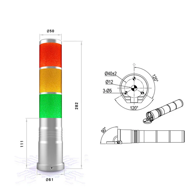 Third floor of equipment alarm system 24v12v 4.5w OJ-Q1H Three color warning light