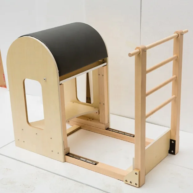Custom home use yoga studio body shape white maple wood wunda spring pilates ladder barbell chair