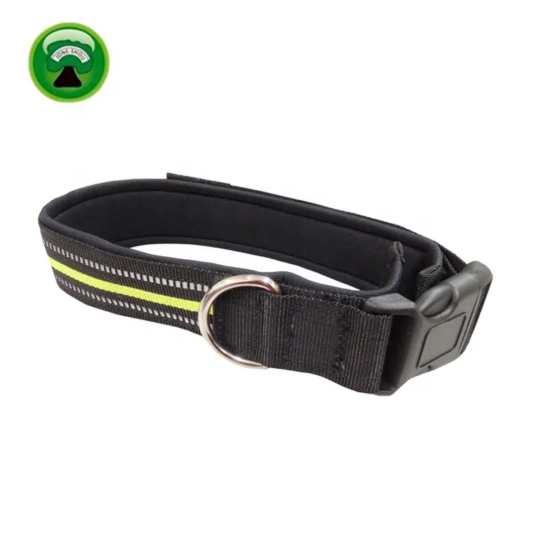 Comfort adjustable thick padded leather dog collar