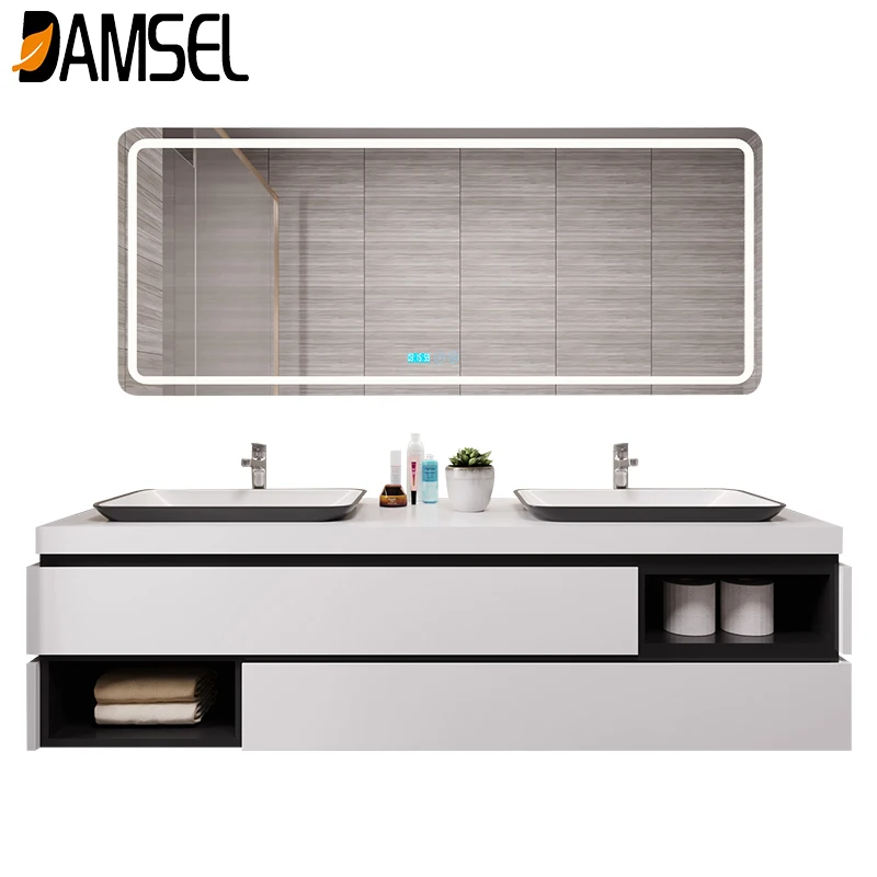 Скандинавский шкаф с двойными раковинами для ванной комнаты