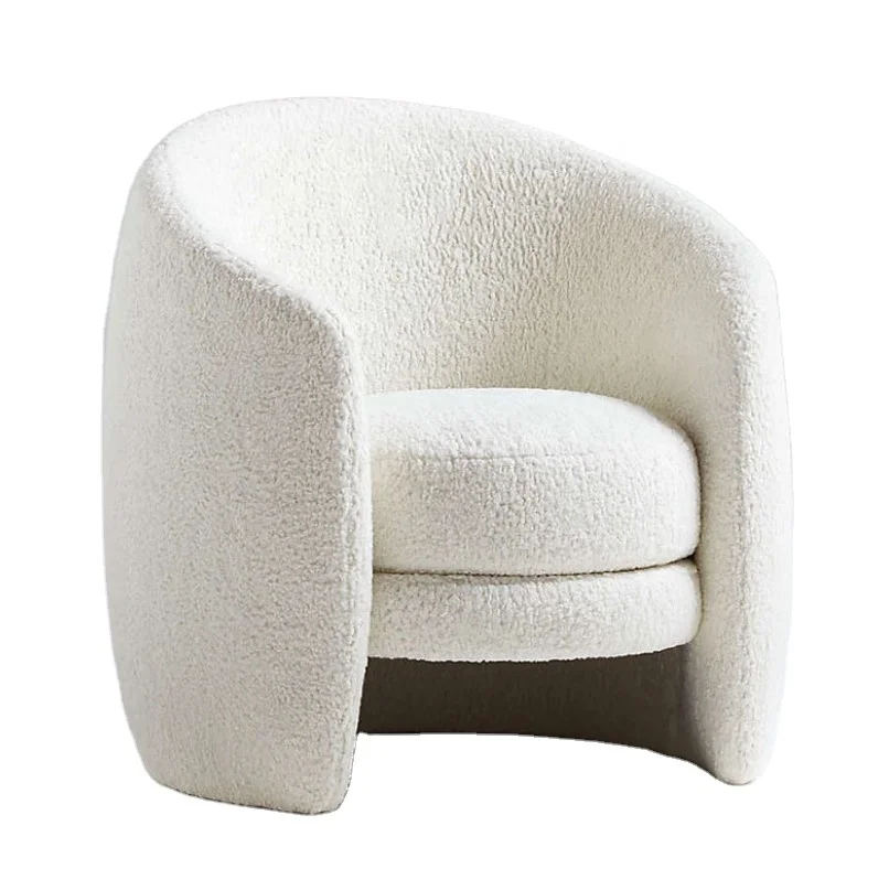 Modern Nordic Luxury Design Living Room Lounge Boucle Tub Chairs Furniture Fabric Round Armchair Lounge Accent Chair