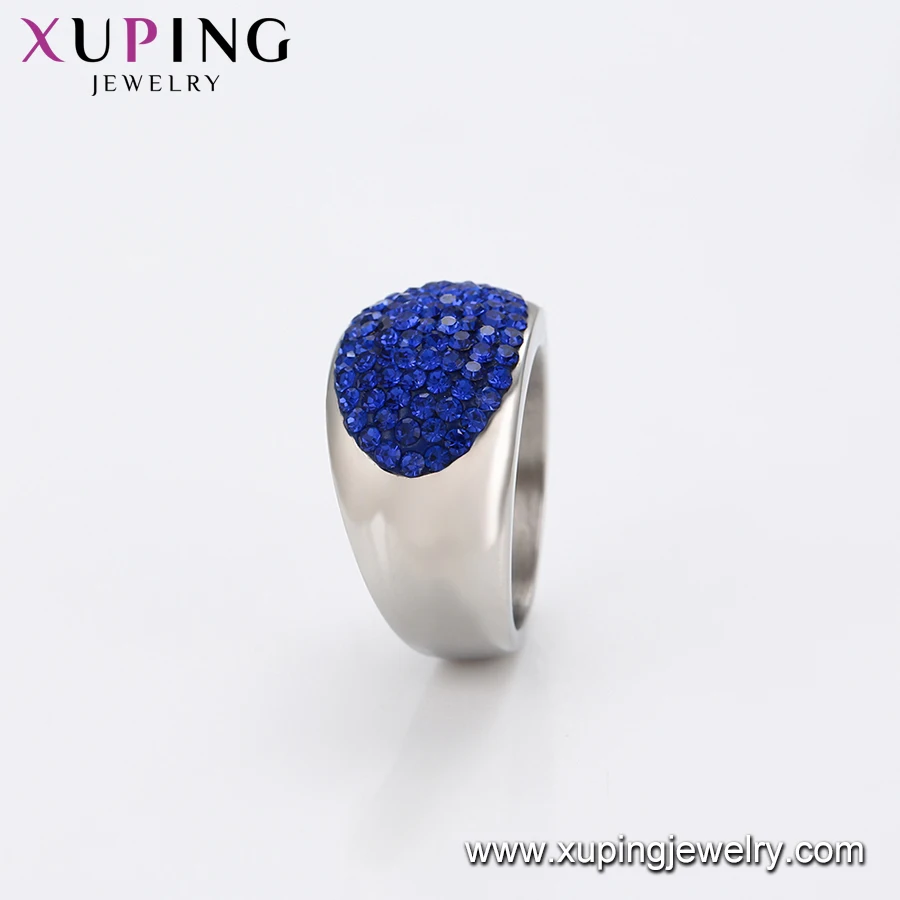 16260 XUPING Rhinestone Color Rings Fashion Jewelry for Men Wholesale Charm Crystal Inlaid Blue Rhinestones Ring for Man
