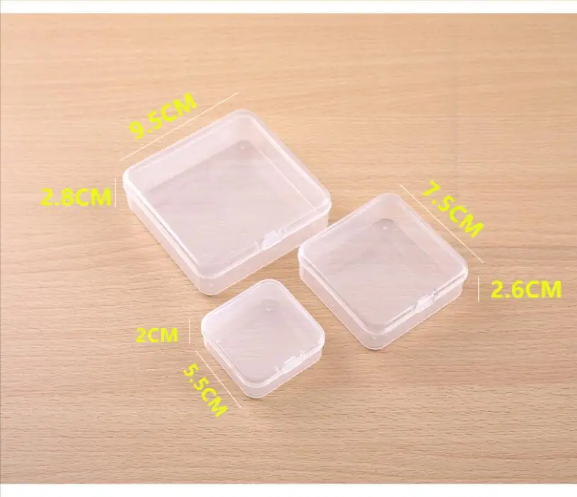 Square High Transparent Plastic Storage Box Jewelry Beaded Spare Parts Fishing Gear Earplugs Storage Small Square Box