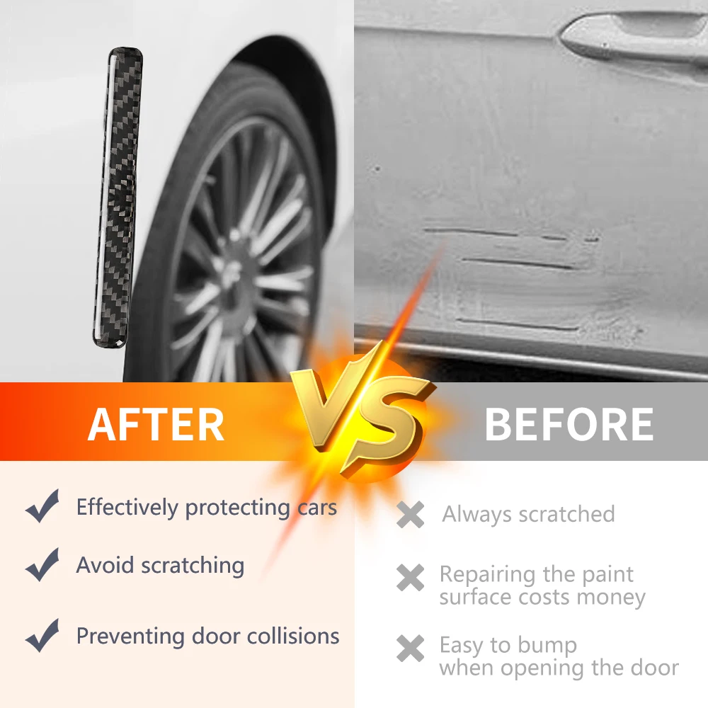 Carbon Fiber Car Door Guard Sticker with Epoxy Carbon Fiiber Vehicle Door Handle Protector Door Protective Sticker