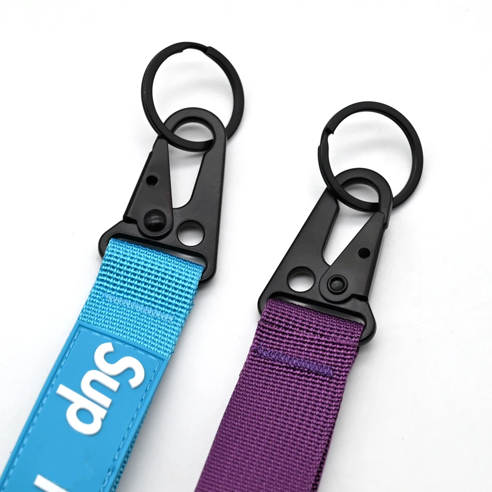 YYX JDM Accessories Custom Logo Nylon Ribbon Rubber Keychain Metal Hooks Motorcycle Keychain