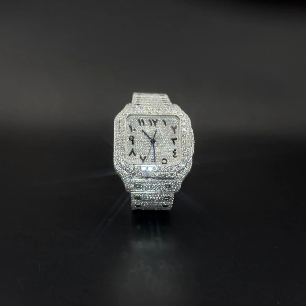 Fully Bust Down Iced Out Moissanite Automatic Watch Custom 41MM Stainless Steel Mechanical Studded Wrist VVS Moissanite watch