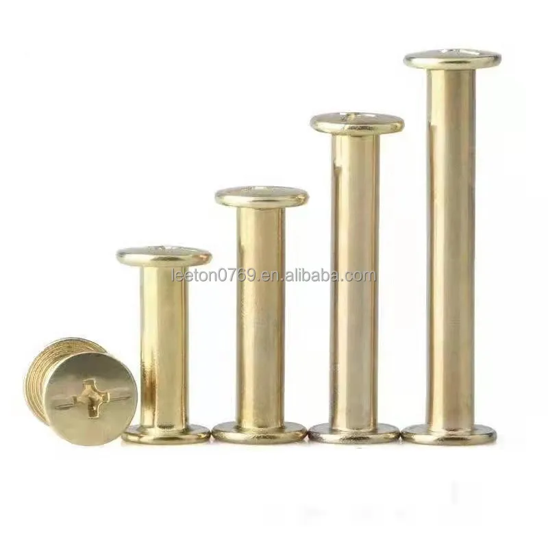 Stock supply 4mm - 295mm long gold metal binding chicago screws for menu and books