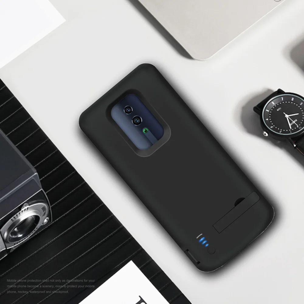 Для Oppo Reno 6000 мАч перезаряжаемый резервный противоударный защитный чехол черный usb зарядное устройство для