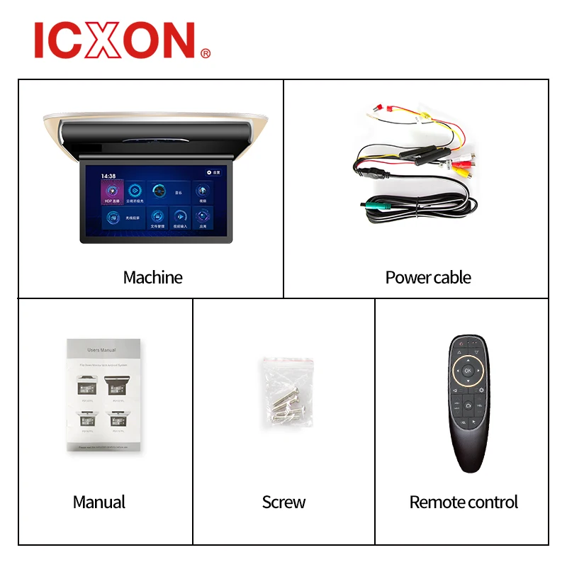 14 inch Super Thin Flip down car Roof Mount Color LCD monitor with USB +FM+TV + AV