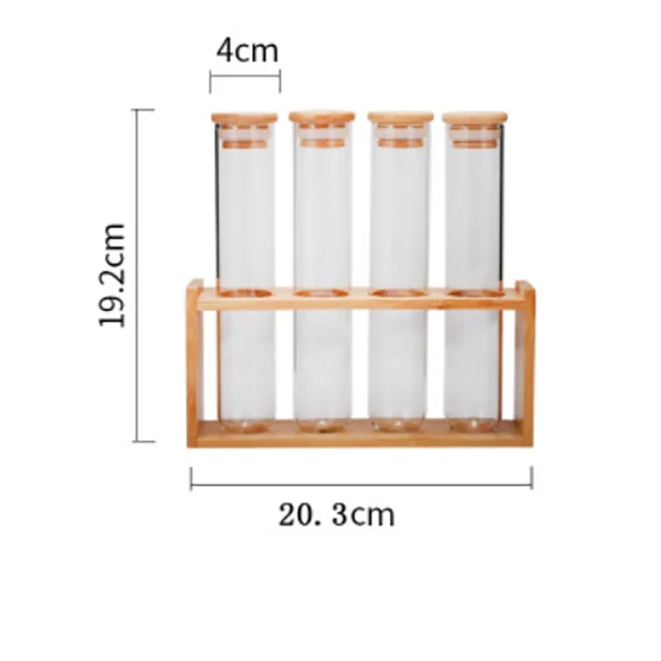 corked glass test tubes with rack