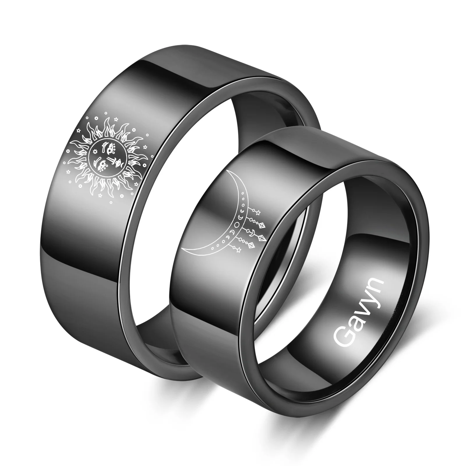 Wholesale Supplier Custom Sun and Moon Finger Ring Stainless Steel Wedding Couple Rings