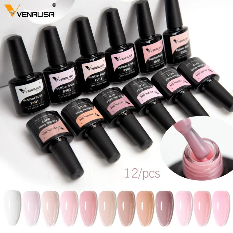 Venalisa 7.5ml Color Rubber Base Coat 2022 Nail Arts Semi Transparent French Nail Camouflage Soak off UV/LED Nail Gel Varnish