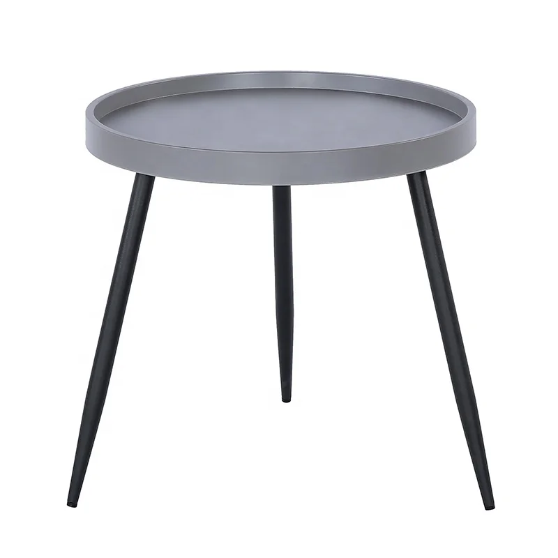 Factory Cheap Price Scandinavian Modern Plastic Side Table Tea Table For Living Room Round Tray Coffee Table With Metal Leg