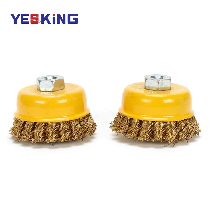 Wholesale Industrial Polishing Brush Twisted Knot Brass Coated Wire Cup Brush Copper Coated Wire Cup Brush Wheel