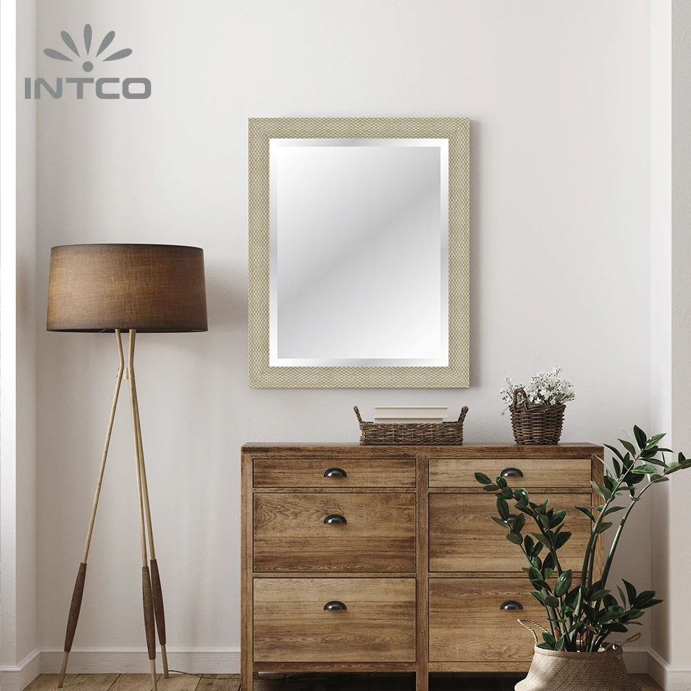 INTCO New Arrival Decorative Rectangular Diamond Bronze Bathroom Wall Mirror Frame
