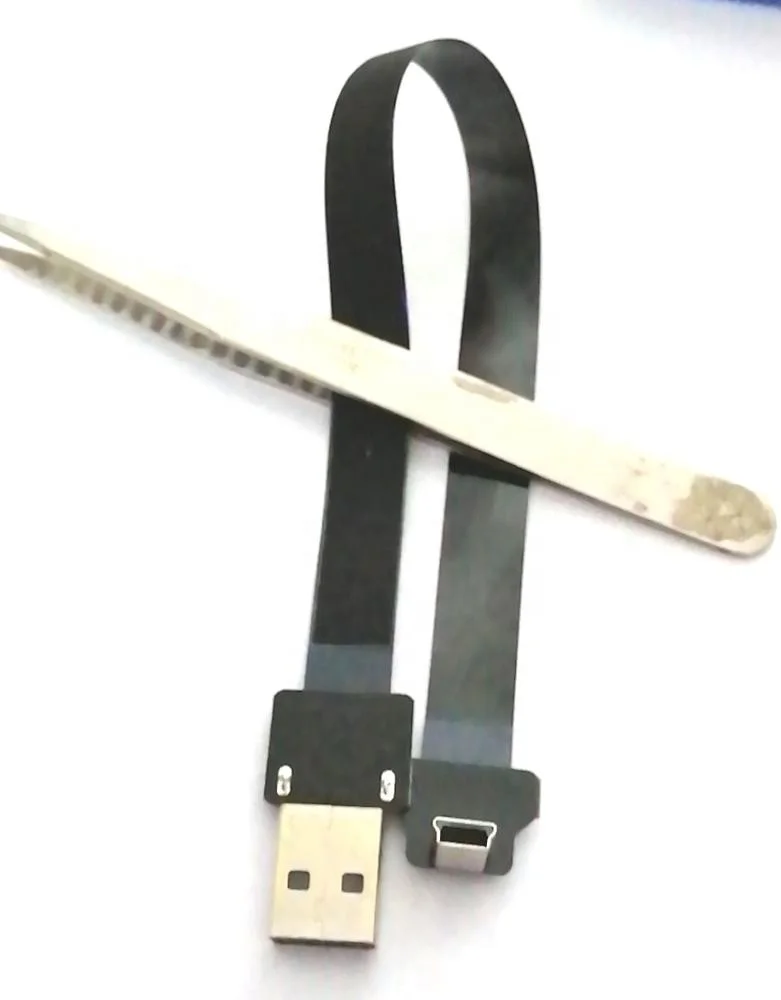 FPC usb cable  Top angle Mini usb Male to USB A Male ultra thin flex cable