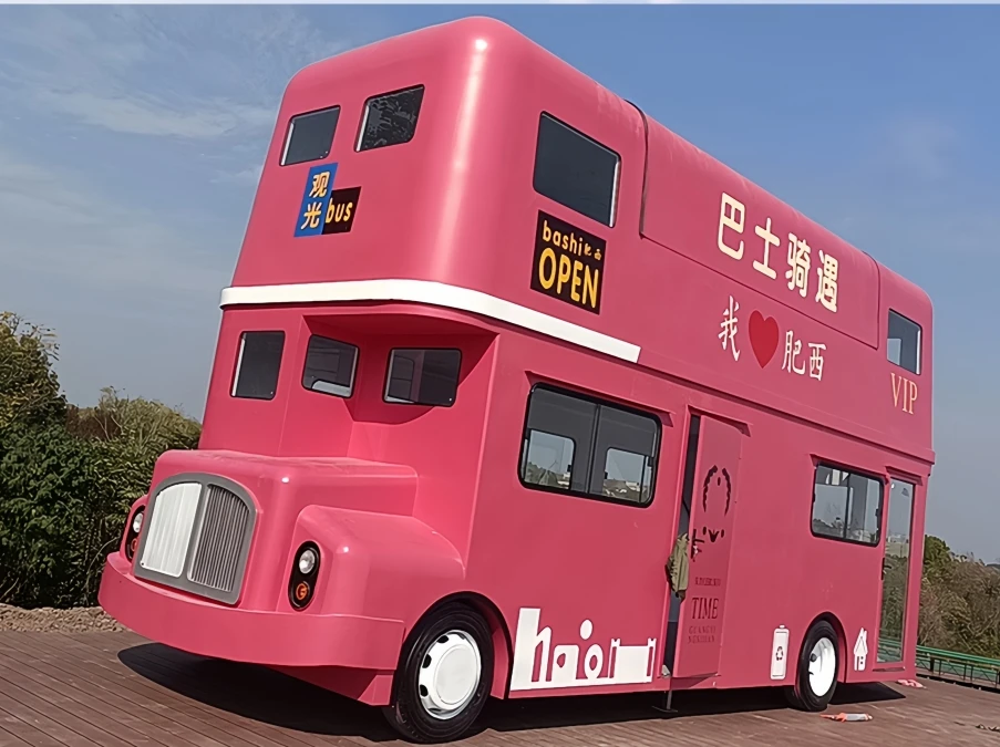 Double-decker Luxury Bus Electric Multi-functional Mobile Box Bar Food Truck Fully Equipped Kitchen Cafe Bar Food Trailer