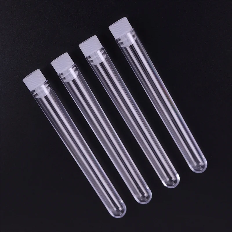 Clear Plastic Test Tubes With Lids Stoppers Lab Test Tubes DIY Handmade Beading Beads Storage Tube Lab tools