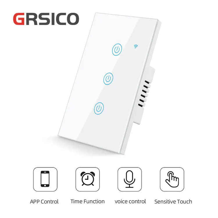 Modern Light Wall Switch 2 Gang Switch smart timer 2gang BLE+wireless mobile phone remote control works with TMALL GENIC